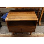 A teak "Room and Board Home Furnishings" bedside chest, fitted recess and single drawer, 66cm wide