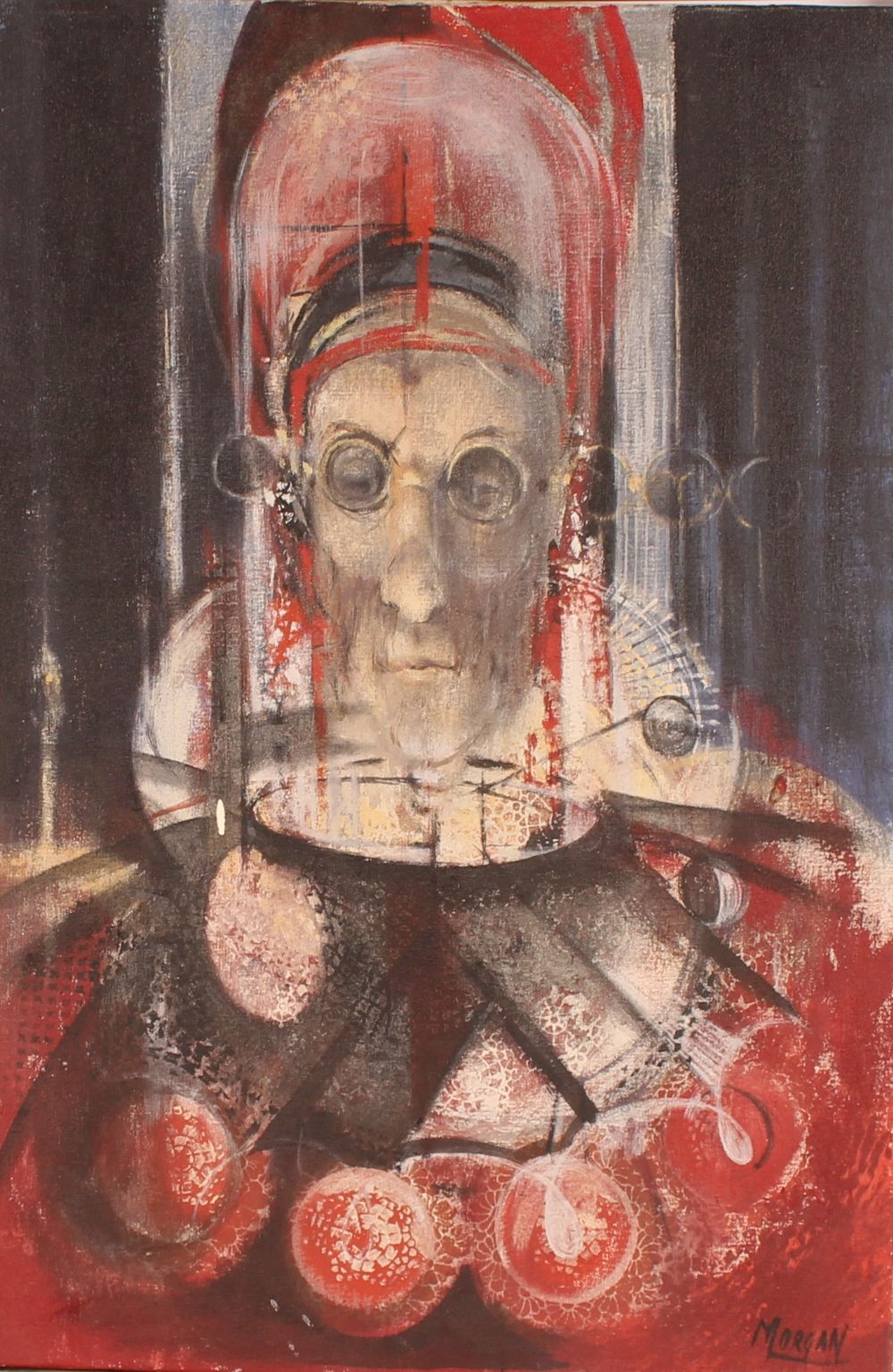 Morgan, study of a bishop, signed oil on canvas, inscribed verso No.12, 77cm x 51cm