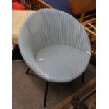 A blue 1950's Lloyd loom chair