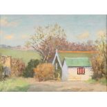 Alan Stenhouse Gourley, rural scene with cottages