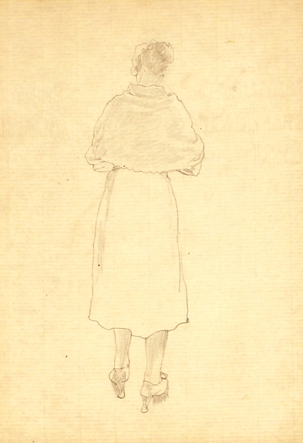 Rudolph Ihlee, portrait of "Einer Frau Blei", pencil drawing, information verso, 34cm x 23cm