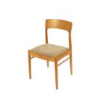 A set of four light oak Danish dining chairs, impressed "KS, made in Denmark", to the base