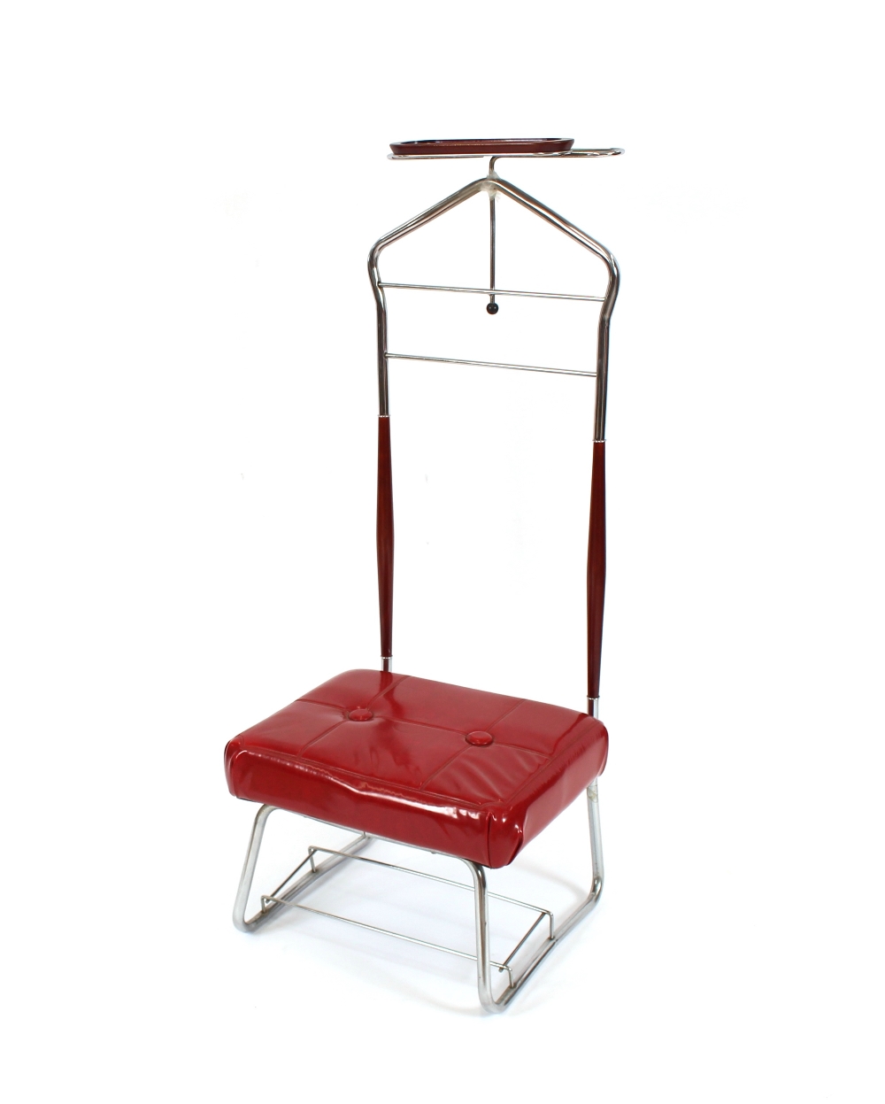 A retro chrome and PVC upholstered valet stand