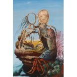 Tom Poultney, "On The Beach" signed acrylic, 76cm x 49cm