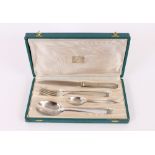 A continental white metal serving set, with stylised