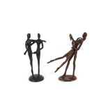 A bronze figure of a dancing couple; and another s