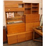 A Tapley teak Modular 33 wall unit, comprising various sections