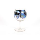 An Art Glass goblet, decorated with band of peacocks and nymphs,