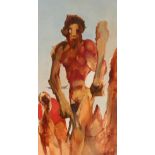 Tom Morgan, study of surreal figures signed oil on