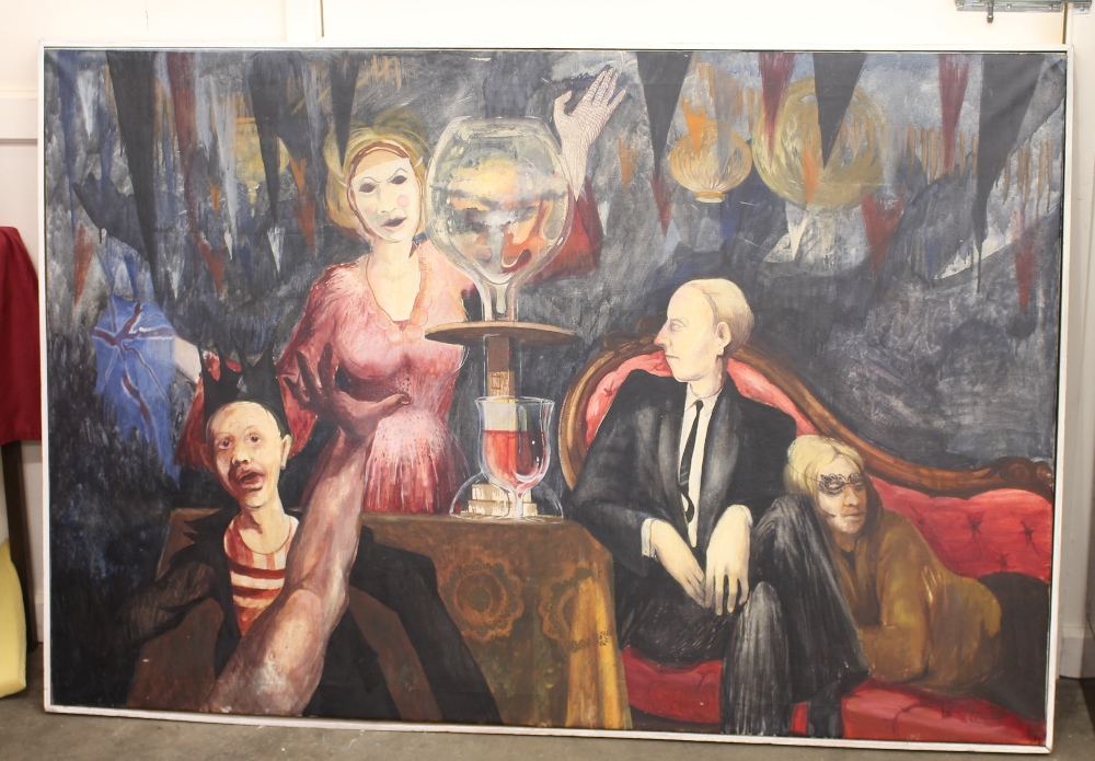 P.T. Morgan, large study entitled "Party Game", signed oil on canvas, 100cm x 152cm - Image 2 of 2