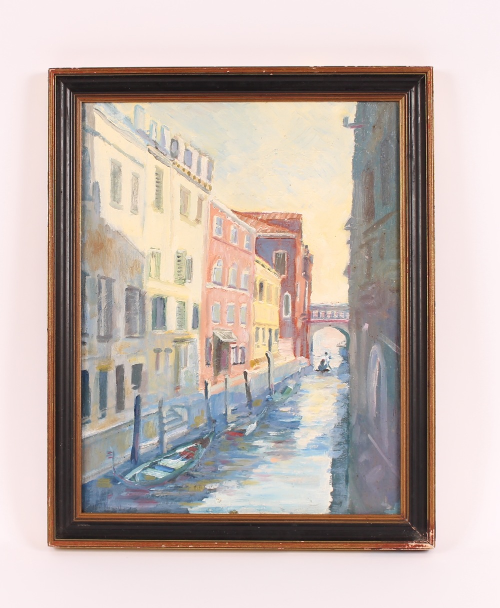 P.M.P. Maxwell, Venetian canal study, signed oil on board, 45cm x 35cm - Image 2 of 2