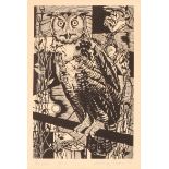 Anthony Brown, pencil signed woodcut, limited edition print "The owl", 9/50; and another "Saint