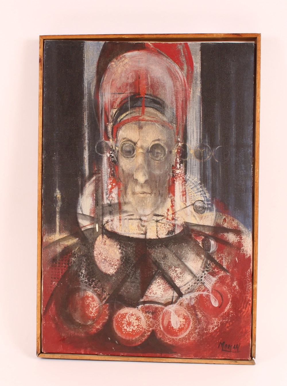 Morgan, study of a bishop, signed oil on canvas, inscribed verso No.12, 77cm x 51cm - Image 2 of 2