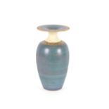 A blue and gilt heightened baluster vase, by Bridget Drakeford, inscribed to base