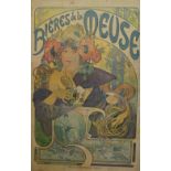 An Art Nouveau advertising poster, "Biéres de la Meuse", 136cm x 88cm