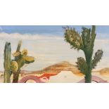 Tom Morgan, study of cactus in a desert landscape,