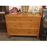 A Heals type golden oak chest, of two short and tw
