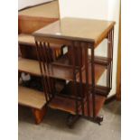 An early 20th Century mahogany three tier revolving bookcase, 48cm wide x 88cm high