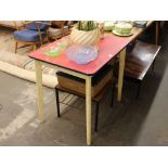 A retro red formica top kitchen table, 80cm