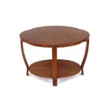 An Art Deco walnut occasional table, with shaped top and under-tier