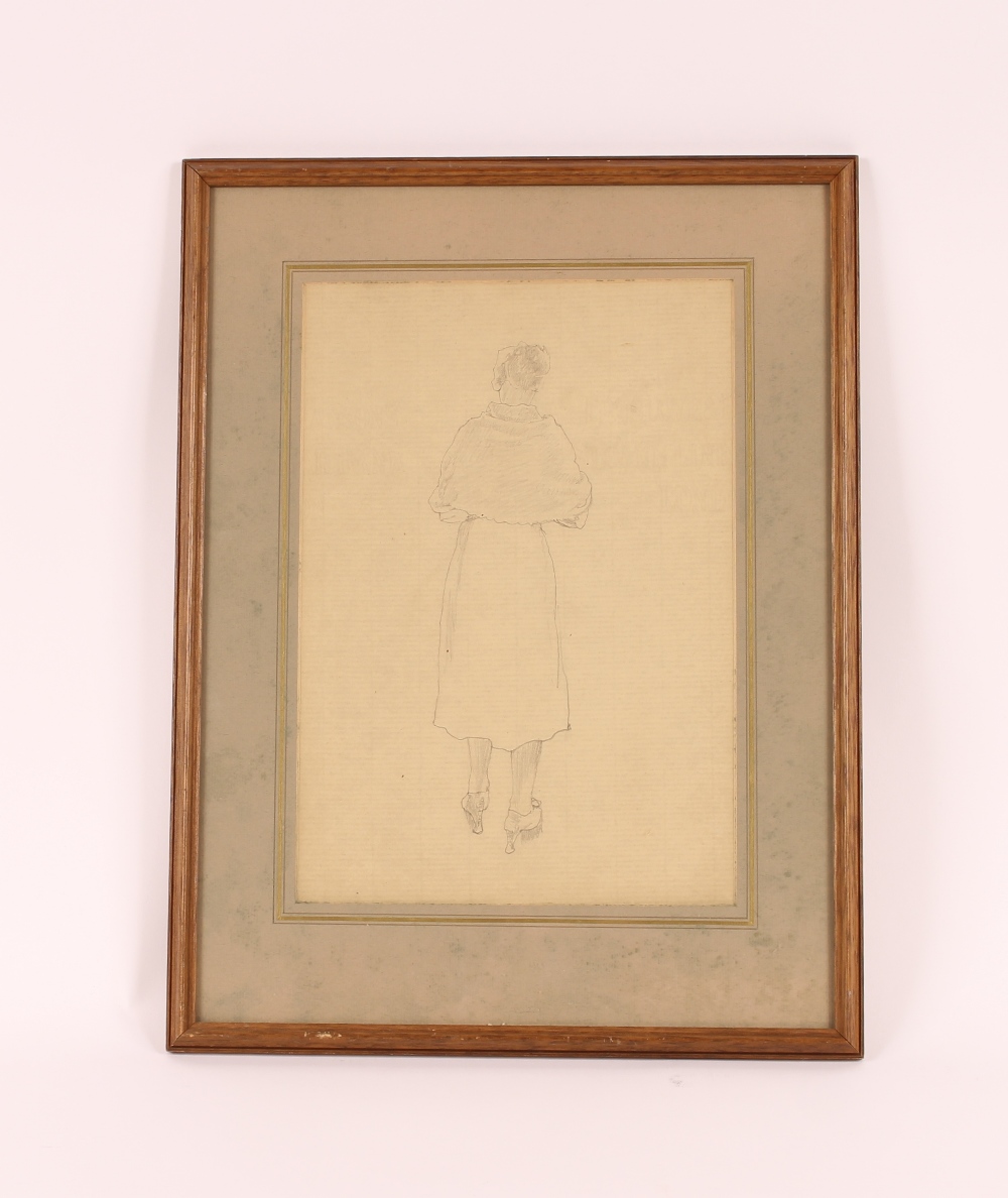 Rudolph Ihlee, portrait of "Einer Frau Blei", pencil drawing, information verso, 34cm x 23cm - Image 2 of 2