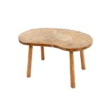 A Robert "Mouseman" Thompson coffee table, of oval form, the pollard top raised on chamfered