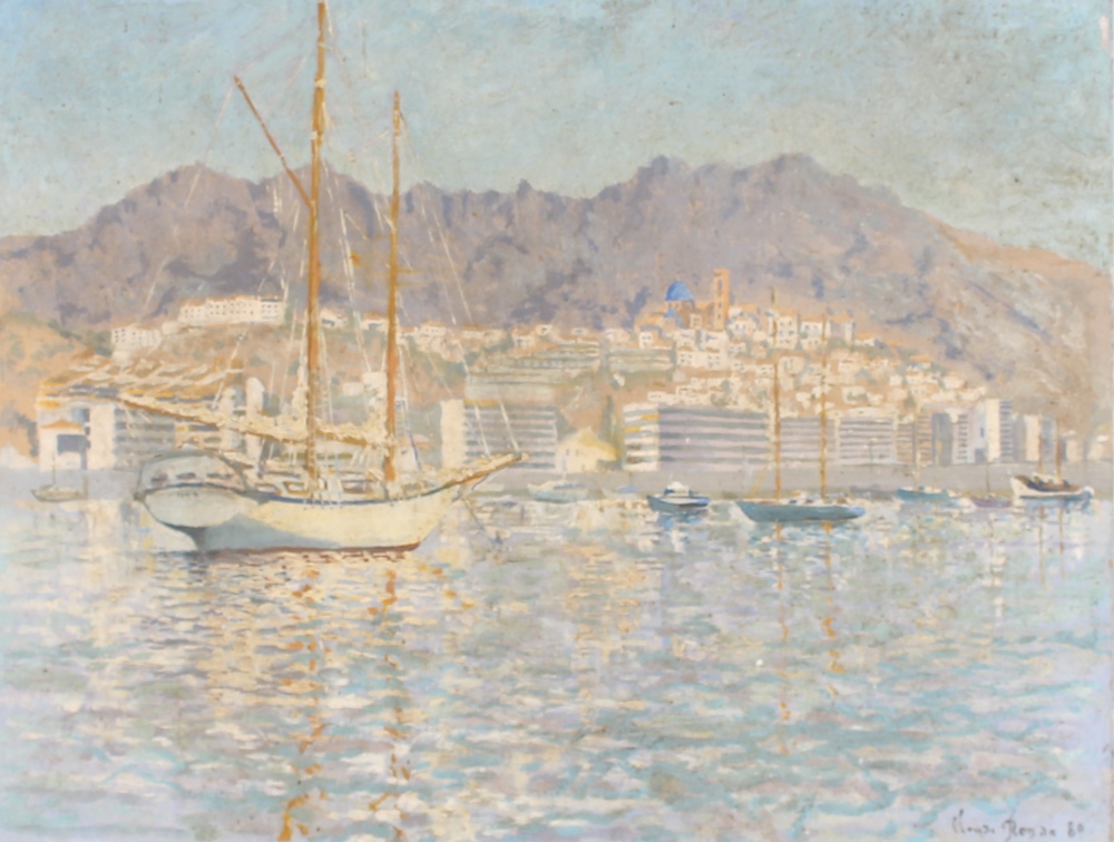 Claude Ronda, Mediterranean harbour study, signed oil on canvas, dated 80, 50cm x 65cm (unframed)