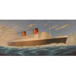 After C.F. Hopkinson, coloured print, "RMS Queen Elizabeth Cunard White Star"