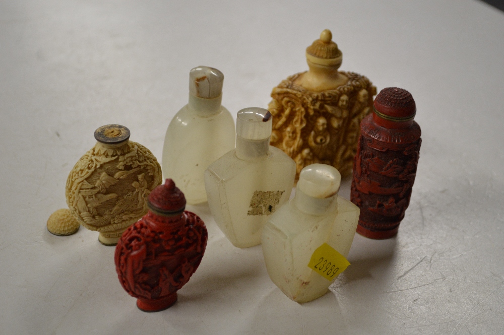 Seven various oriental scent bottles