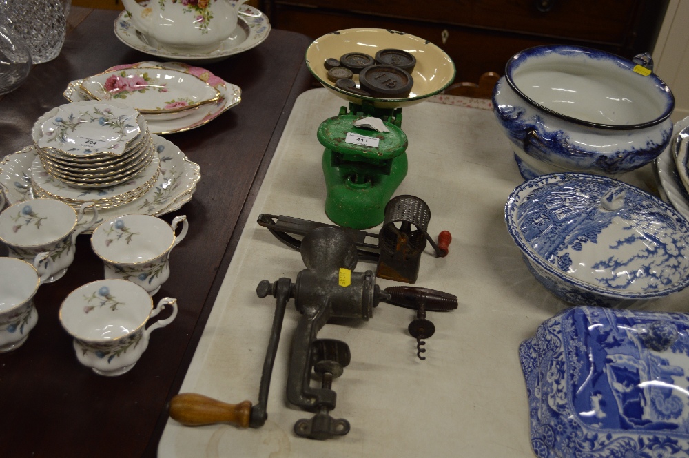 A 19th Century corkscrew together with a set of ki