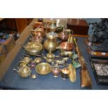 A quantity of various brass and copper ware to inc