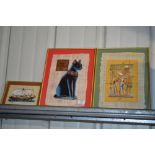 Three framed and glazed Egyptian Revival paintings