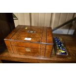 A Victorian walnut box together with a wooden and