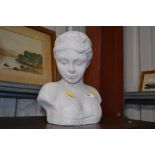 A plaster bust of a lady