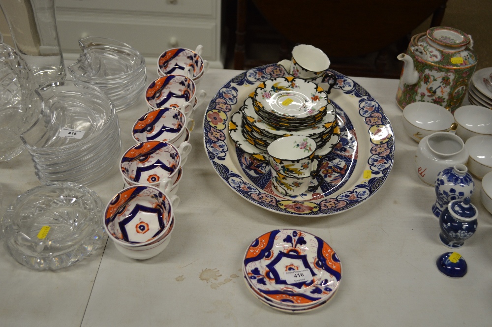 A floral decorated meat plate together with a quan