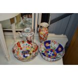 Two Japanese Imari bowls together with a Chinese f