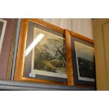 A pair of maple framed shooting prints