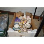 A box of various decorative china trinket boxes et