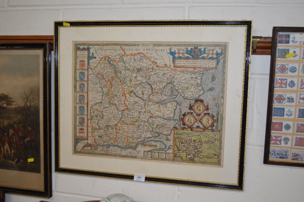 A framed double sided coloured map depicting "Map