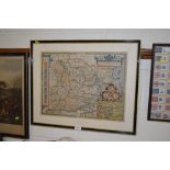 A framed double sided coloured map depicting "Map