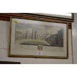 A gilt framed colour print depicting "The West Vie