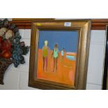 An original oil on canvas study "Girls on the Beac