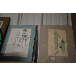 Six unframed fashion prints