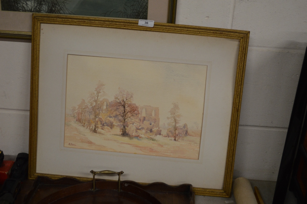 Audrey Penn, watercolour landscape study depicting
