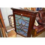 A Georgian mahogany and inlaid glazed corner cabin