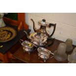 A Georgian style silver plated four piece tea set