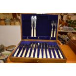 A part canteen of silver plated fish knives and fo