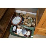 Three boxes of various clocks