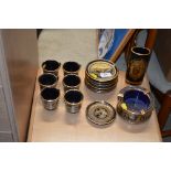 A quantity of Greek coffee ware with 24ct gold pai