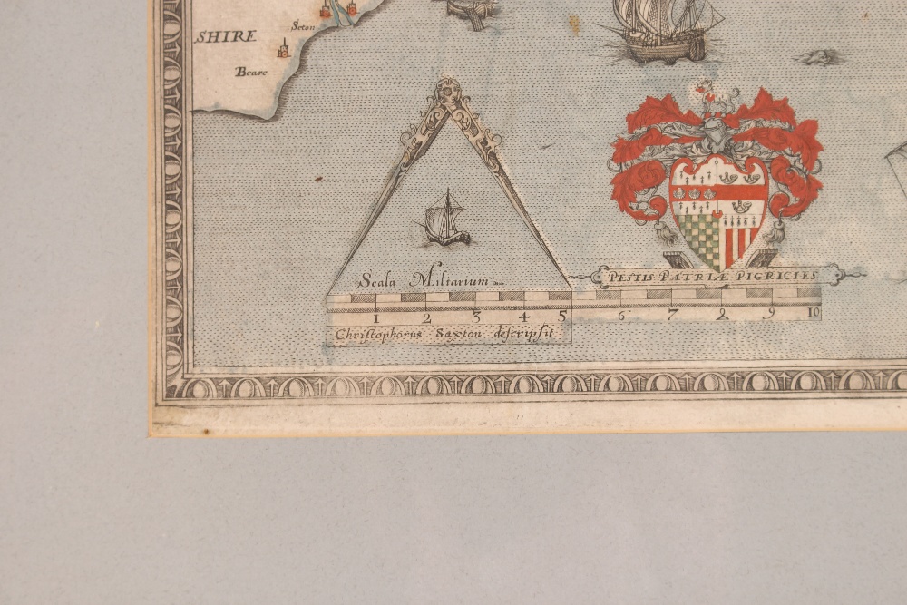 A framed and glazed coloured map of Dorset 1575 - Image 16 of 16